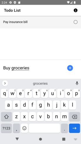 Mobile task list screenshot