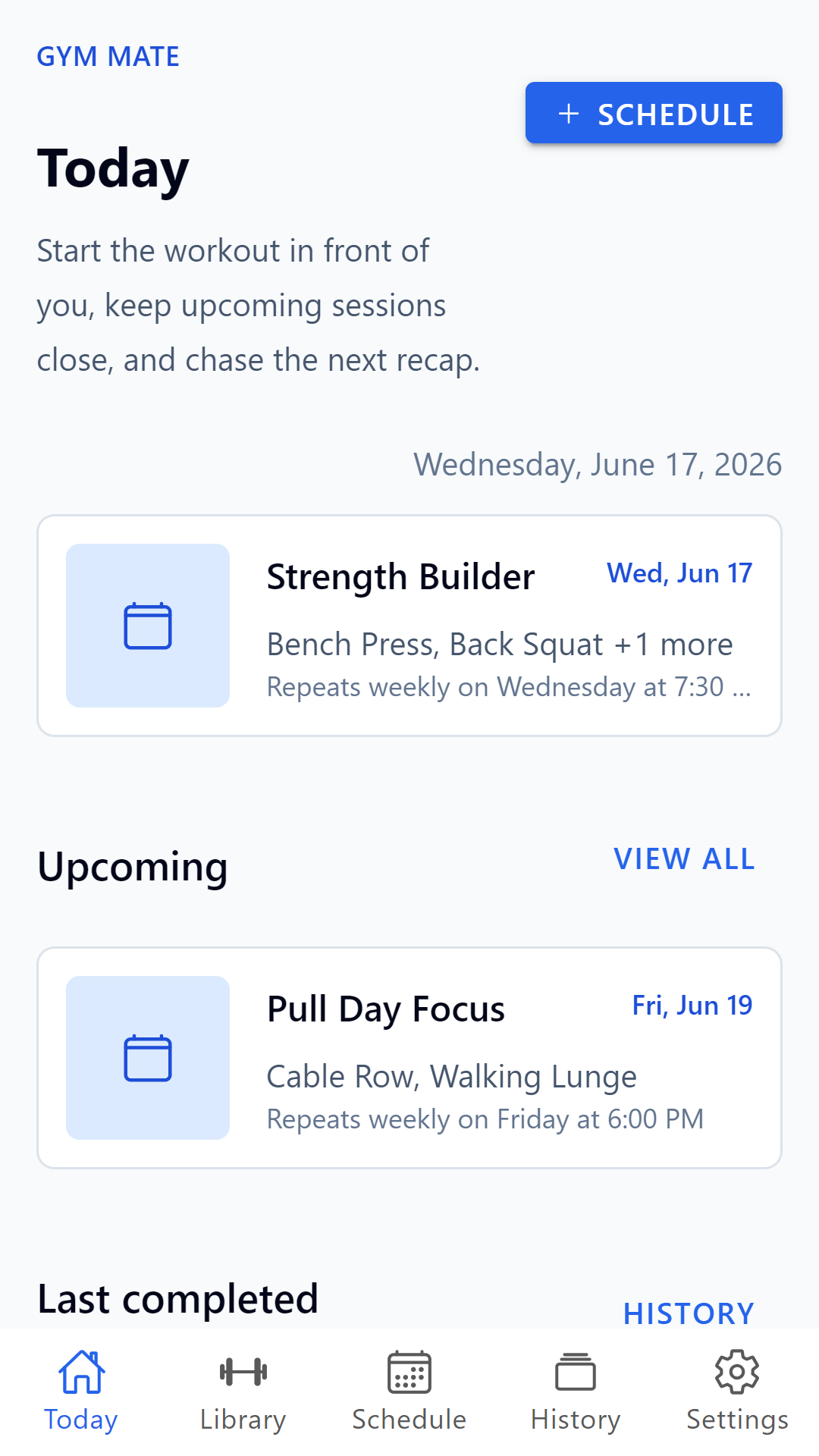 Gym Mate mobile today screen screenshot